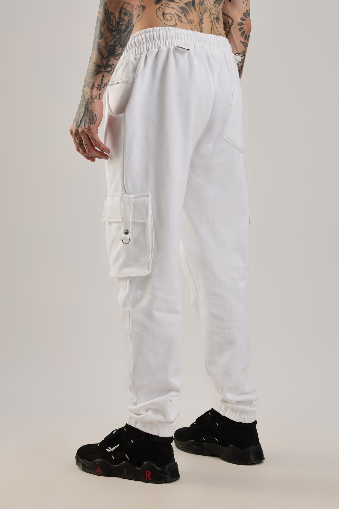White Versa Fit Stretch Joggers unisex slim fit casual streetwear pants