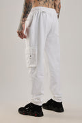 White Versa Fit Stretch Joggers unisex slim fit casual streetwear pants