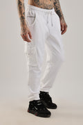 White Versa Fit Stretch Joggers unisex slim fit casual streetwear pants