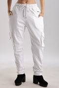 White Versa Fit Stretch Joggers unisex slim fit casual streetwear pants