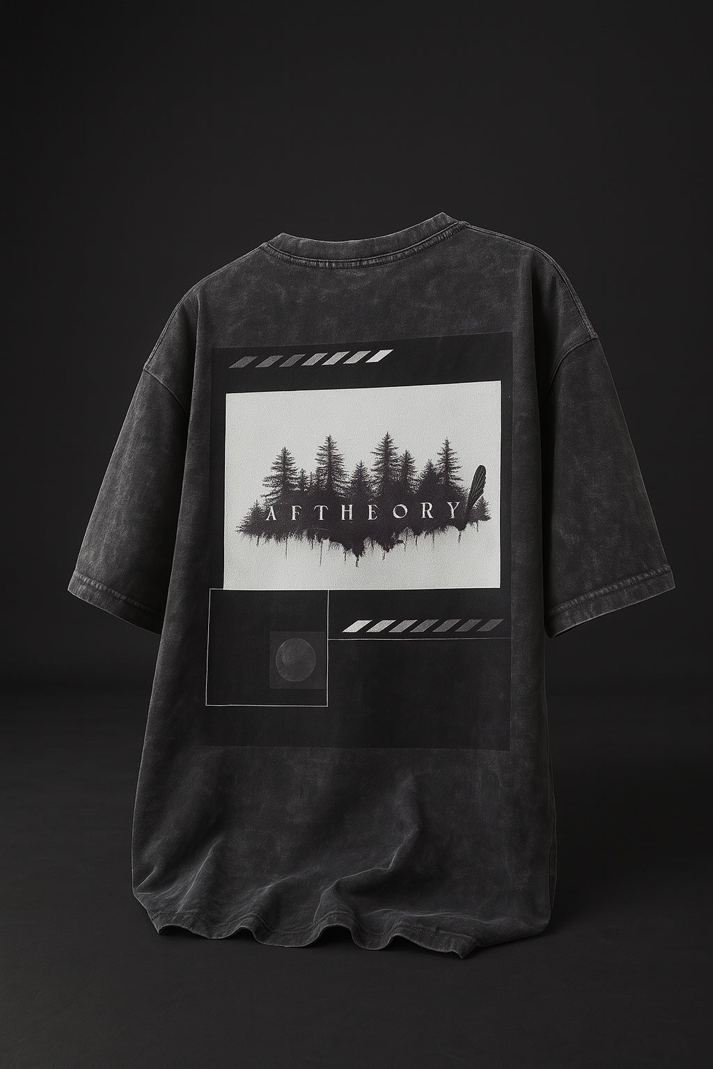 Black t-shirt with 'AF Theory' logo on a light gray background